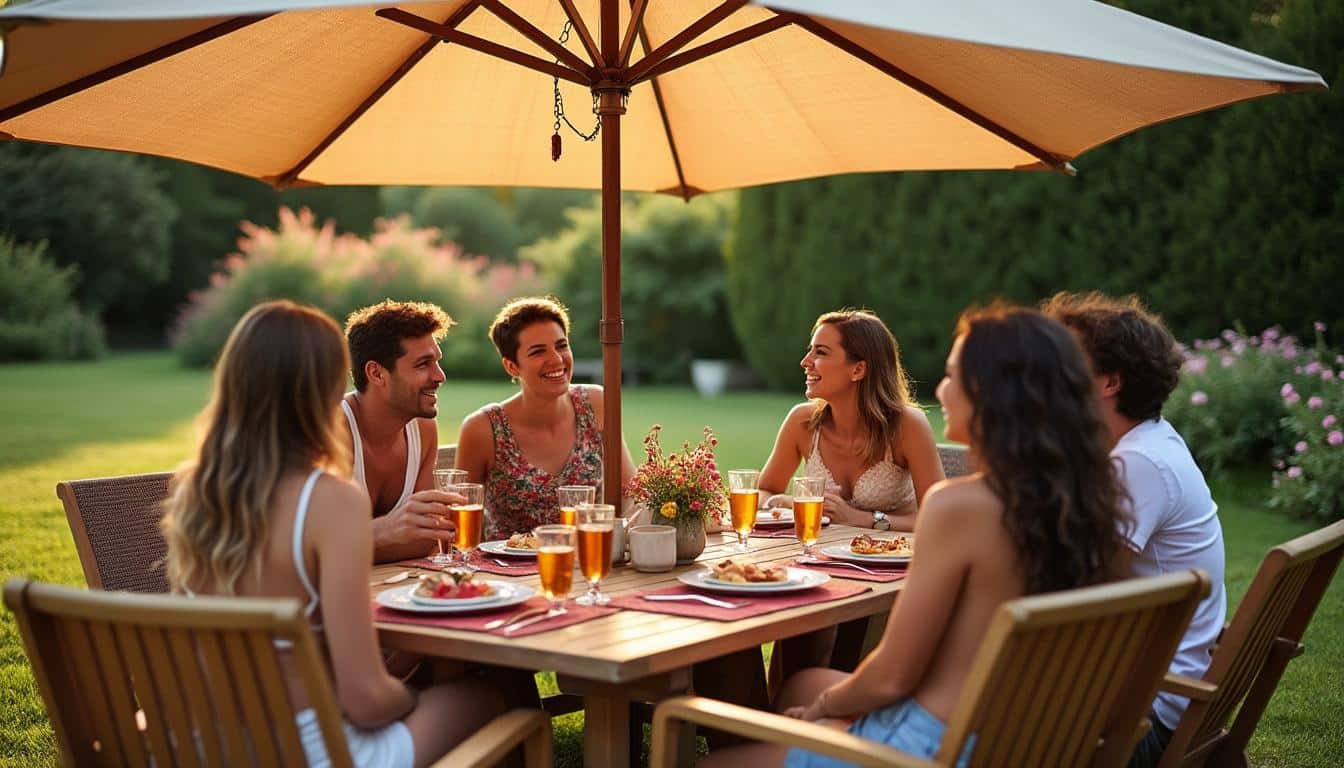 Créer une ambiance extérieure conviviale grâce à un parasol de jardin